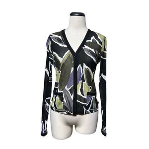 Etcetera Long Sleeve Sheer Cardigan Blouse Size Small